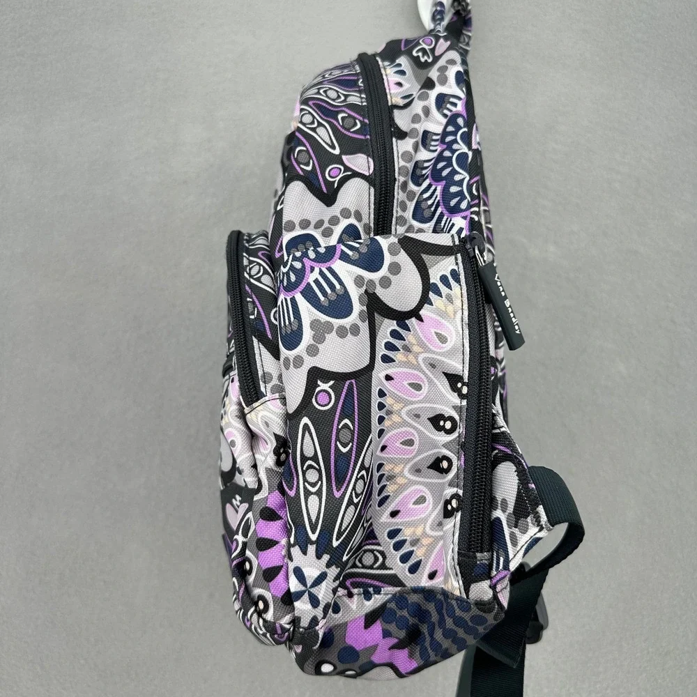 Vera Bradley Heather Small Backpack Purple Grey Floral Paisley Zippered Bag